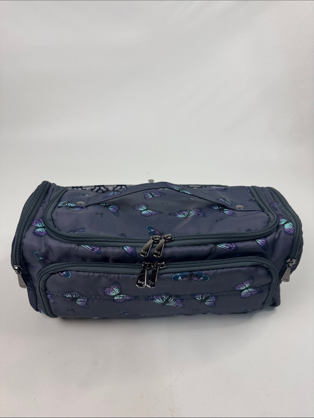 lug Trolley XL Butterfly cosmetic Organizer luggage case bag Gray Purple Zip
